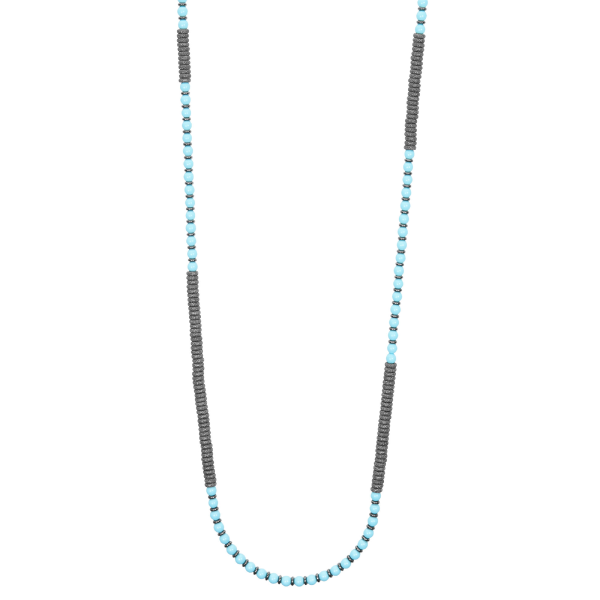 
                  
                    Apatite Stone Beaded Necklace with Black PVD Beads
                  
                