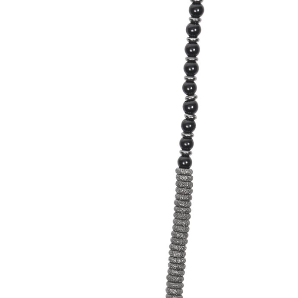 
                  
                    Black Agata Stone Beaded Necklace with Black PVD beads
                  
                