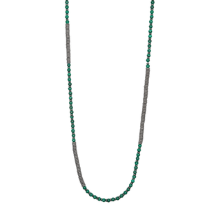 
                  
                    Green Malaquite Stone Beaded Necklace with Black PVD Beads
                  
                