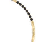 Black Agata Stone Beaded Necklace with 18K Yellow Gold beads
