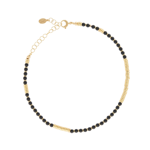 
                  
                    Black Agata Stone Beaded Necklace with 18K Yellow Gold beads
                  
                
