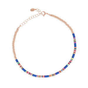 
                  
                    Multicolor Blue African Beaded Necklace with 18k Rose Gold Beads
                  
                