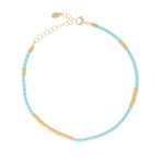 Apatite Stone Beaded Necklace with 18k Yellow Gold Beads