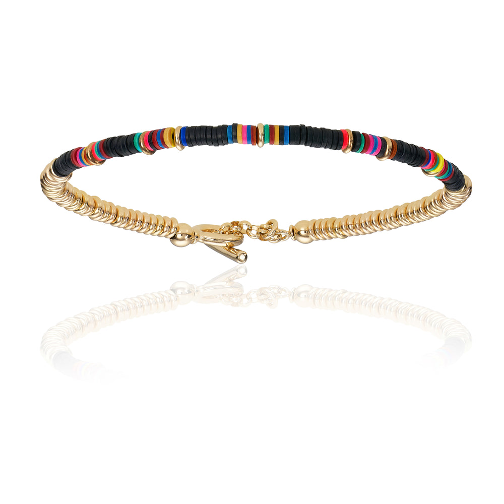 Multicolor Black African with Yellow Gold Bracelet