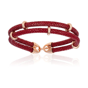 
                  
                    Red wine stingray bracelet with rose gold beads (Unisex)
                  
                