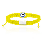 Yellow Nylon bracelet with Silver Lucky Evil Eye (Unisex)