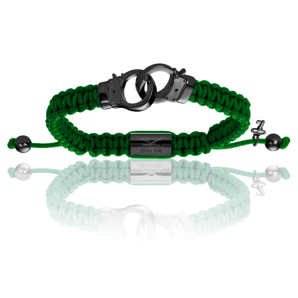 Military Green Nylon With Black PVD Hand-cuff Bracelet