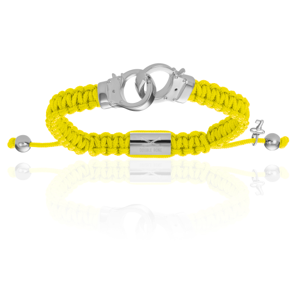 Yellow Nylon With 925 Sterling Silver Hand-cuff Bracelet