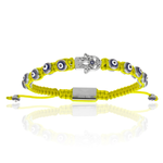 Yellow Nylon with Silver Hamsa Hand Bracelet