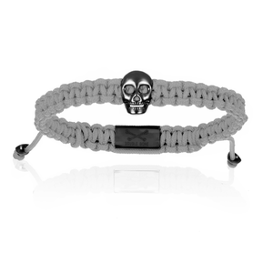
                  
                    Gray Polyester with Black PVD Skull Bracelet
                  
                