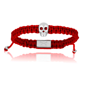 
                  
                    Red Wine Polyester with Sterling Silver Skull Bracelet
                  
                