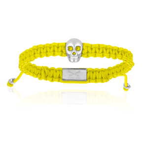 
                  
                    Yellow Polyester with Sterling Silver Skull Bracelet
                  
                