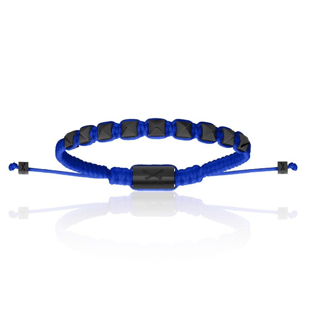 Blue Nylon With Black PVD Polyester Stud Bracelet