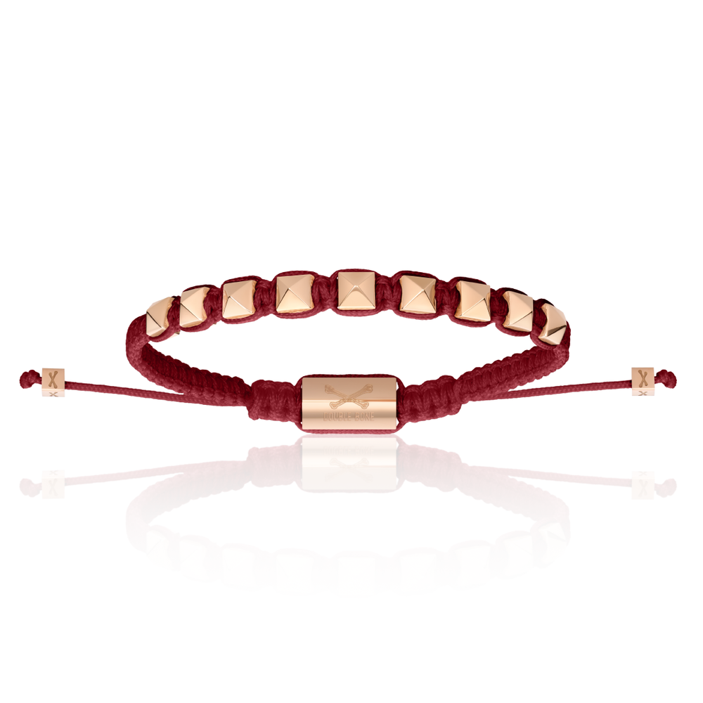 Red Wine Nylon With Rose Gold Polyester Stud Bracelet