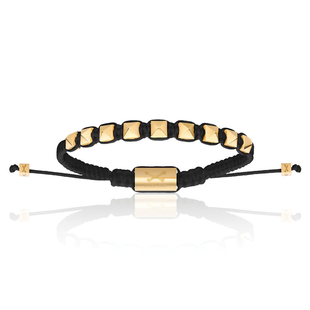 Black Nylon With Yellow Gold Polyester Stud Bracelet