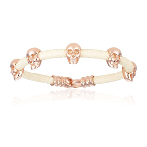 
                  
                    White Stingray Bracelet With Rose Gold Multi Skull
                  
                