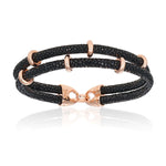 Black stingray bracelet with rose gold beads (Unisex)