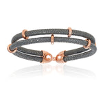 Gray stingray bracelet with rose gold beads (Unisex)