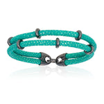 Turquoise stingray bracelet with black beads for man