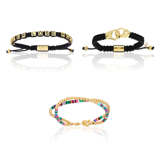 Yellow Gold and Black Bracelets Gift Idea for her