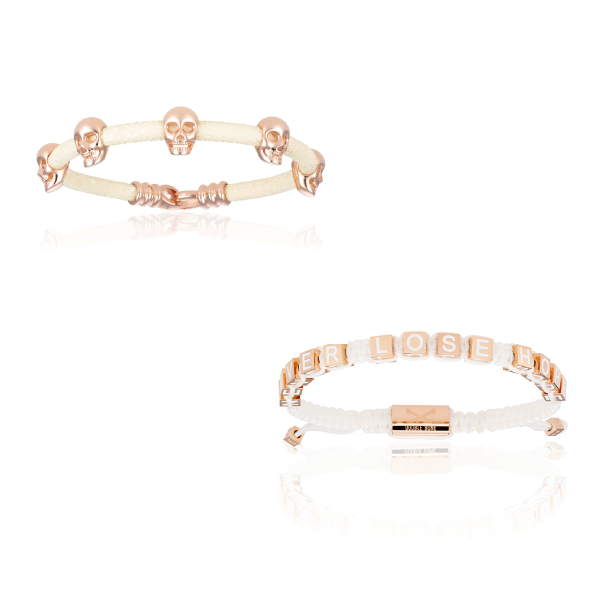 White Bracelets and Pink Gold Gift Idea for her