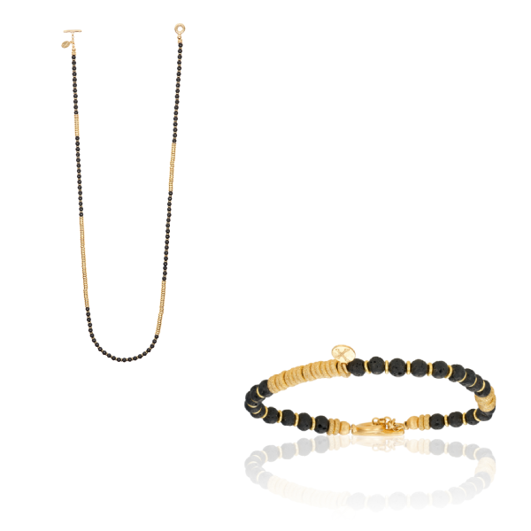 
                  
                    Agata and Lava Stone with Yellow Gold Gift Idea for him
                  
                
