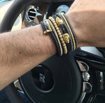 Black python bracelet with yellow gold nail (Unisex)