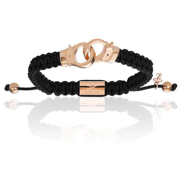 Black Nylon With 18K Rose Gold Hand-cuff Bracelet