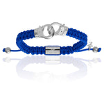 Blue Nylon With 18K White Gold Hand-cuff Bracelet