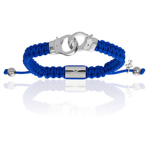 
                  
                    Blue Nylon With 18K White Gold Hand-cuff Bracelet
                  
                