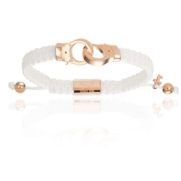 White Nylon With 18K Rose Gold Hand-cuff Bracelet