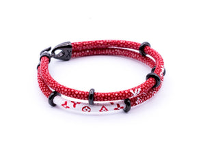 
                  
                    Red Double StingRay bracelet with black Beads for man 9/10 size 19 (LVS-INSPIRED)
                  
                