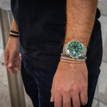 Green Malaquite Stone Beaded Bracelet with 18K Rose Gold beads
