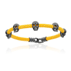 
                  
                    Yellow Stingray Bracelet With Black PVD Multi Skull
                  
                