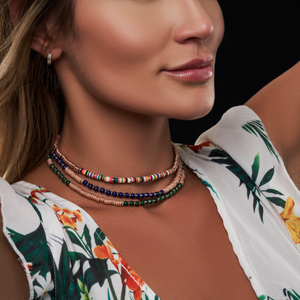 
                  
                    Multicolor African Beaded Necklace with 18k Rose Gold Beads
                  
                