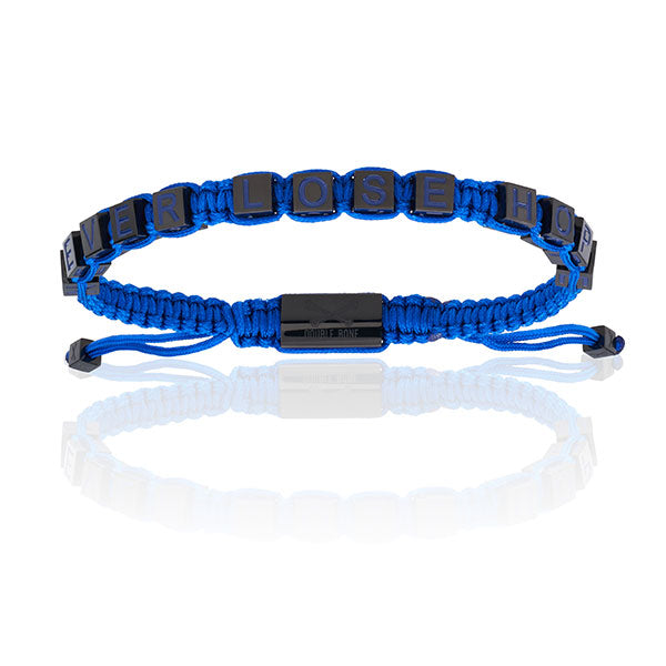 Blue Nylon with Black PVD  NEVER LOSE HOPE Bracelet