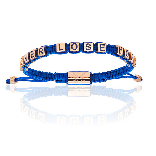 Blue Nylon with 18K Rose Gold  NEVER LOSE HOPE Bracelet