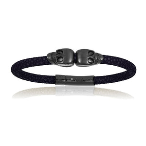 
                  
                    Black Leather Bracelets with Black PVD Gift Idea for him
                  
                