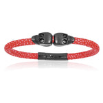 Red Stingray Leather with Black PVD Double Skull