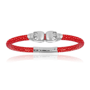 
                  
                    Red stingray bracelet with silver skull (Unisex)
                  
                