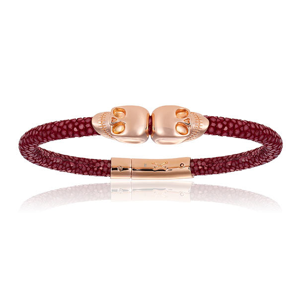 Red Wine Stingray with Rose Gold Double Skull