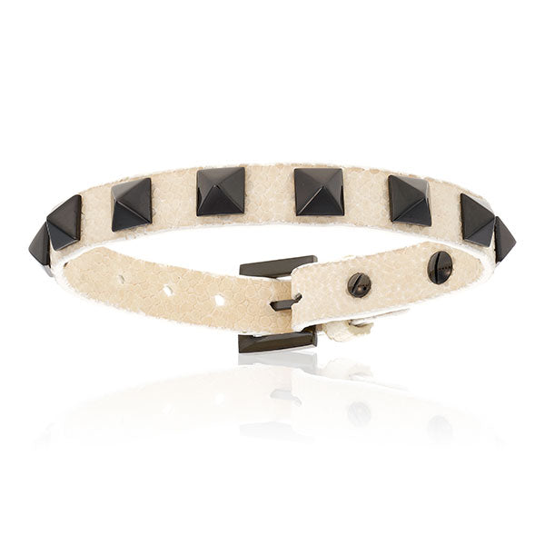 Single Champagne White Leather Bracelet