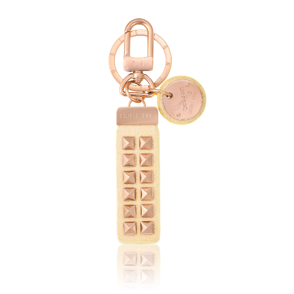 White stingray Keychain with Pink Gold Studs – Double Bone Official