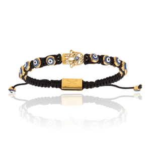 
                  
                    Black Nylon with 18K Yellow Gold Hamsa Hand Bracelet
                  
                