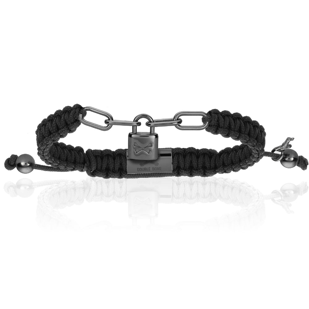 Lock Black Polyester With Black PVD Bracelet