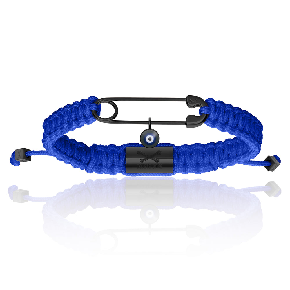 Blue Nylon With Black PVD Polyester Safety Pin Bracelet