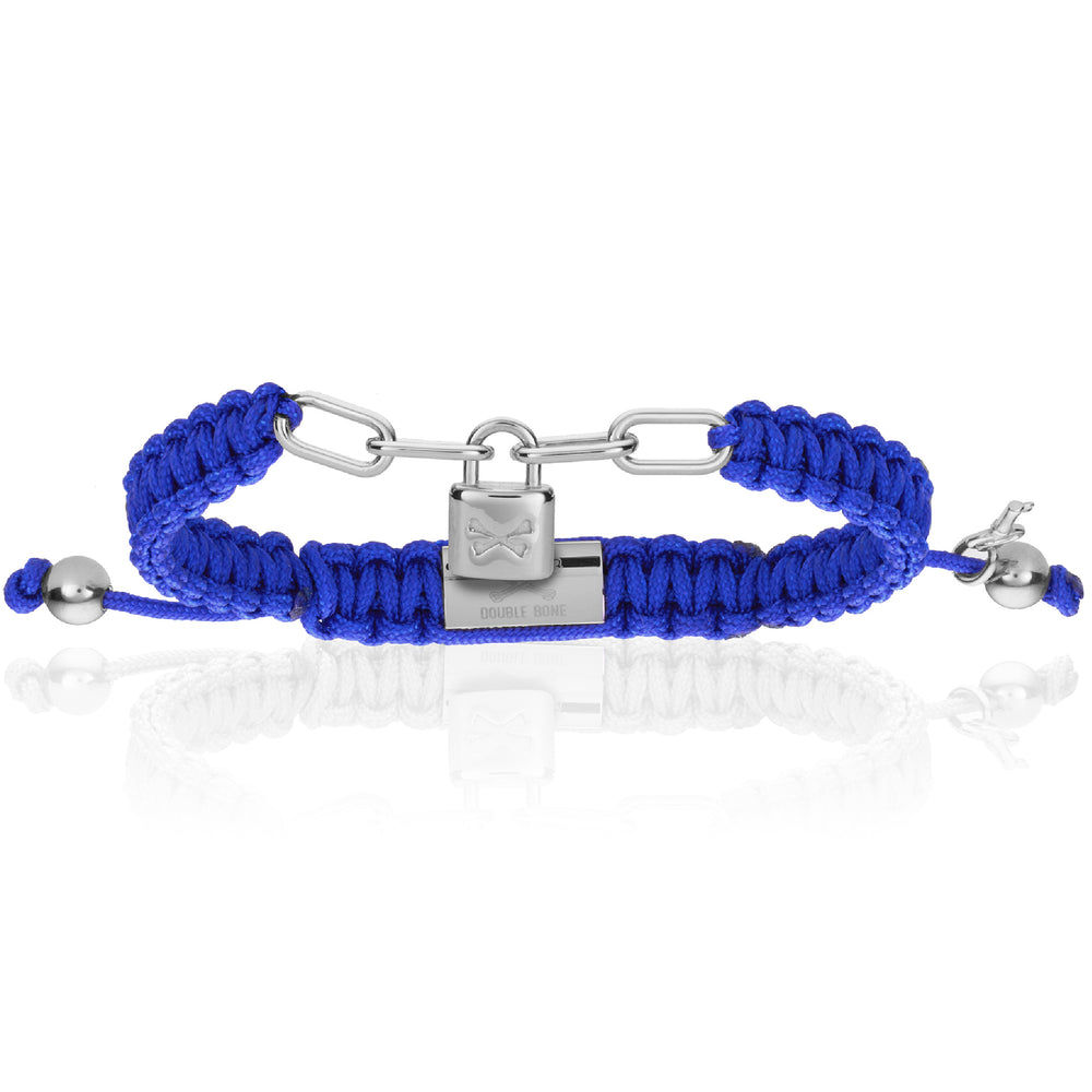 Lock Blue Polyester With Silver Bracelet