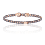 Gray Polyester Chord Bangle Bracelet with 18k Pink Gold and White Diamonds