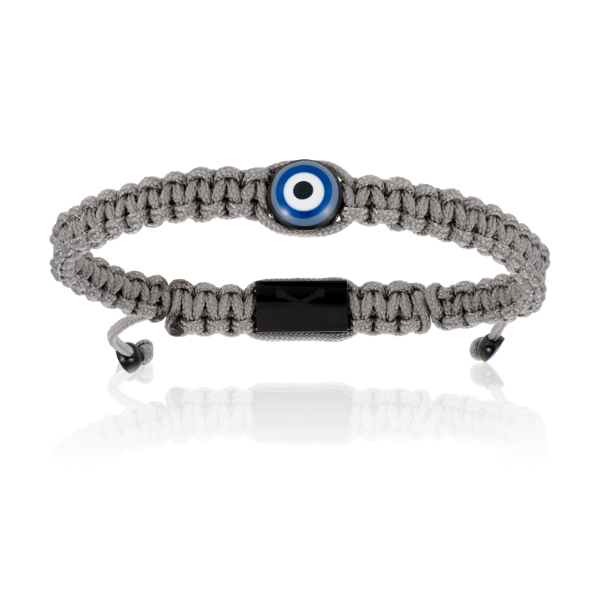Rhodium plated sterling silver Evil Eye double wrap bracelet with agat –  Tateossian USA