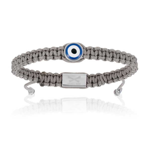 Rhodium plated sterling silver Evil Eye double wrap bracelet with agat –  Tateossian USA